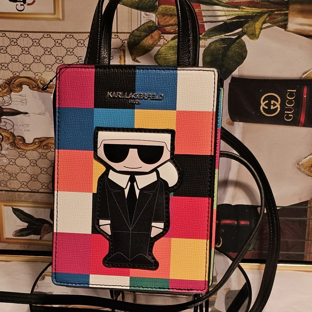 Karl Lagerfeld Multicolor Saffiano Leather Messenger/ Crossbody Bag (Nwt) - Picture 1 of 16